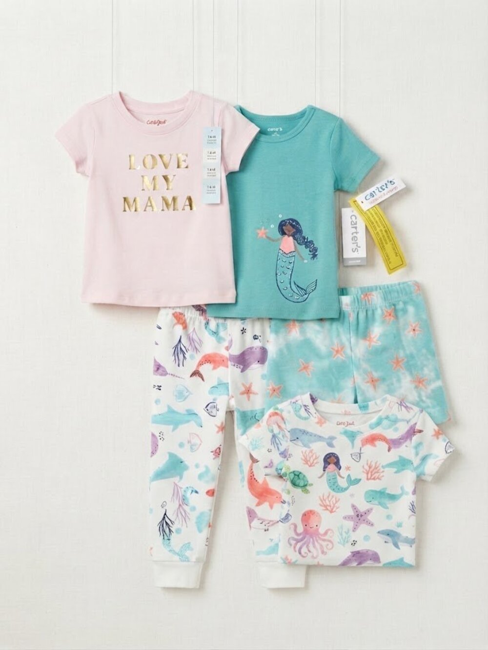 Carter's Mermaid & Sea Life 4-Piece Pajama Set  + LOVE MY MAMA T-shirt